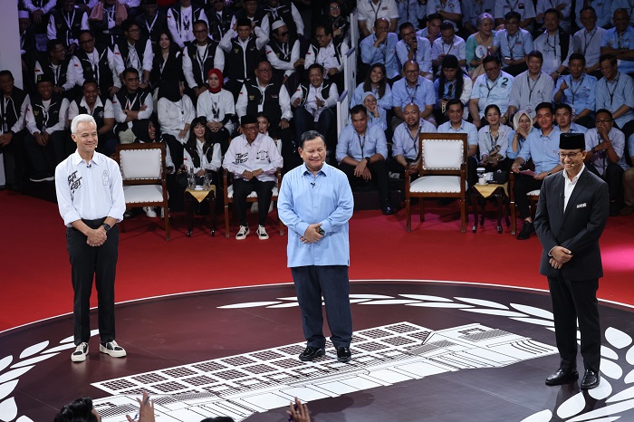 Acara Debat perdana Calon Presiden (Capres) 2024 yang digelar di kantor KPU.  (Dok. Tim Media Prabowo-Gibran)