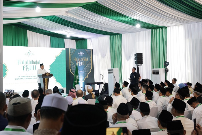 Presiden terpilih periode 2024-2029 Prabowo Subianto Menghadiri Halal Bihalal PBNU 1445 H yang dihelat di Gedung Pusat PBNU. (Dok. Tim Media Prabowo)